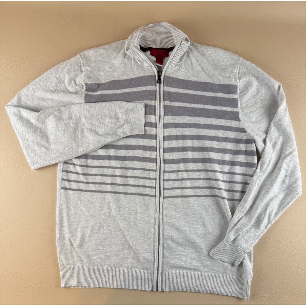 Minimalist Full Zip Sweater Striped Knit‎ Large Alfani
